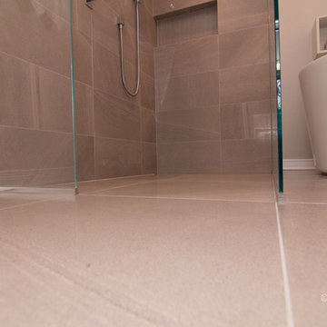 Shower with heated floor