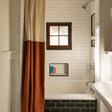 Shower within Boy's Bath of a historic Craftsman residence in Santa Monica, CA