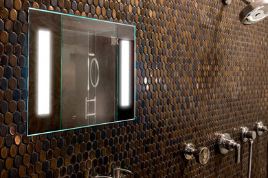 Cette image montre une salle de bain principale design de taille moyenne.