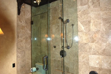 This is an example of a large classic shower room bathroom in New Orleans with a walk-in shower.