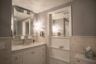 Silver Bathroom with Hexagon Shower Tiles
