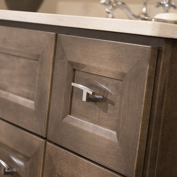 Simple and Sleek, Beveled Bathroom Cabinet Door Style Close Up