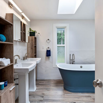 Slate Blue Skirted Tub Bathroom