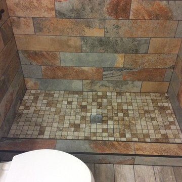 Slate Shower with Mosaic Shower Base