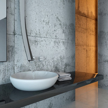 Luxury bathroom with wall mounted tap