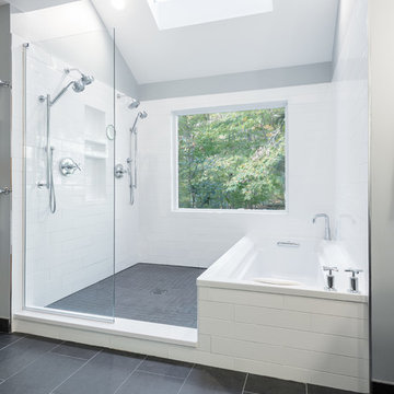 Sleek modern master bathroom
