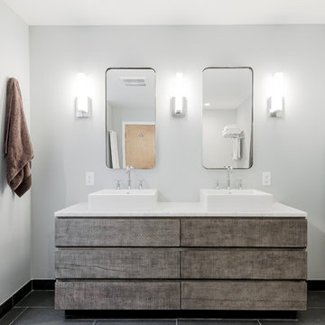 Sleek modern master bathroom