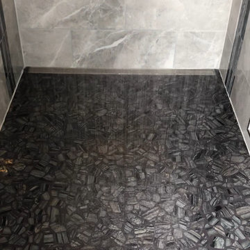 sliced zebrano marble shower floor