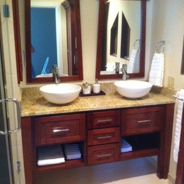 Small Bathroom 'Spa' with custom designed cherry cabinets: Republic, MO