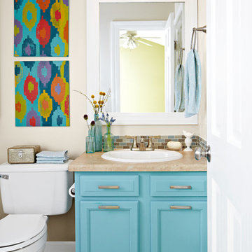 Small Bathroom Update with a Pop of Color