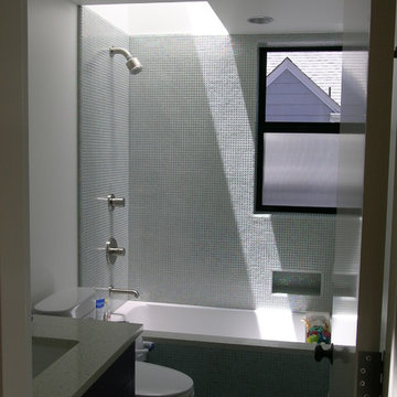 Small bathroom with skylight