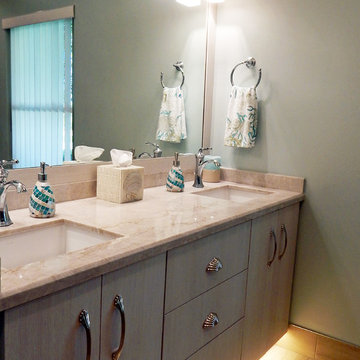 Small master bathrooms can be special, too!  Beuatiful custom vanity.