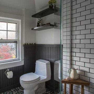 Small Space, Feeling big, Before and After Bathroom: Montclair, NJ