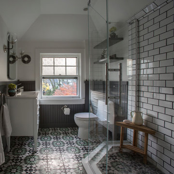 Small Space, Feeling big, Before and After Bathroom: Montclair, NJ
