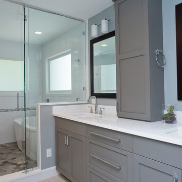 Softly Inviting Master Bathroom with Wet Room