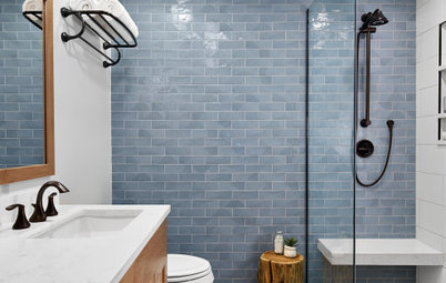 Bathroom of the Week: Stylish Redo in Blue, White and Wood