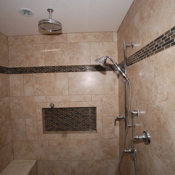 Spa Shower W/ Spa Tub Custom Tile in Yorba Linda Master Bathroom Reconfiguration