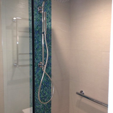 Spa shower with rain shower and hand shower
