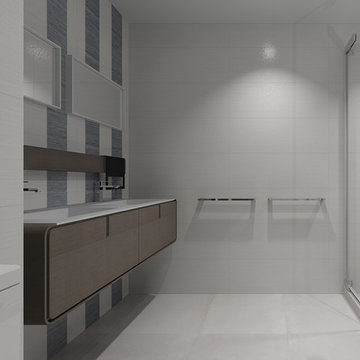 Space Maximizing Bathroom with Porcelanosa Feature Wall Tile