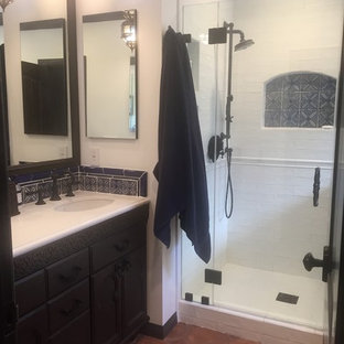 Spanish style home master bathroom remodel