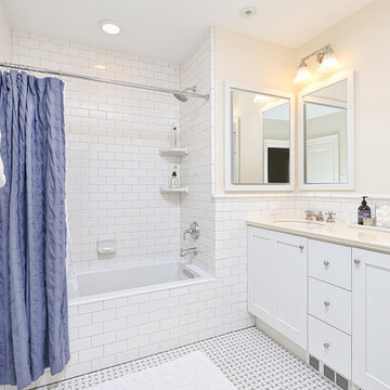 Spruce Hill, Philadelphia: Traditional Bathroom Remodel with Built-in Vanity
