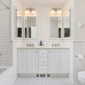 Spruce Hill, Philadelphia: Traditional Bathroom Remodel with Built-in Vanity