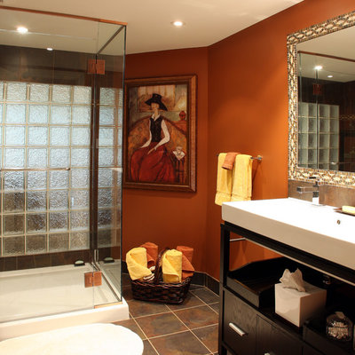 Bathroom - traditional bathroom idea in Toronto with a trough sink