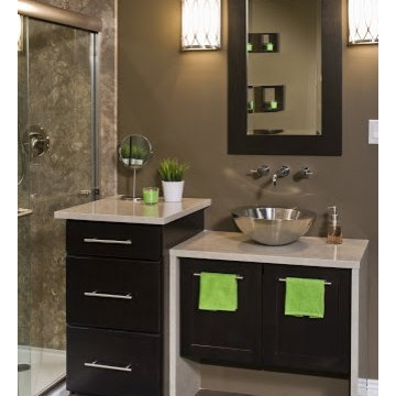 Stainless Steel Basin Sink with Solid Stone Vanity