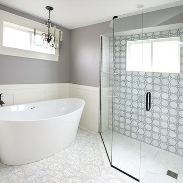 Stand Alone Tub and Enlarged Shower