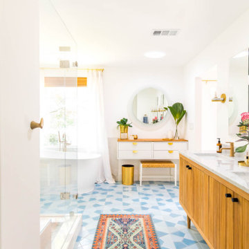 Statement-Making Blue Bathroom Floor Tiles
