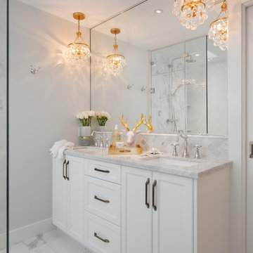 Glam Master Bathroom & Living Room - Steveston Home