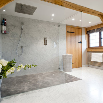Stone - Carrara Marble Slabs with Bespoke Marble Shower Tray