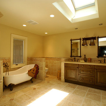 Stone Kitchen, Living Room Built-ins and Travertine Master Bath