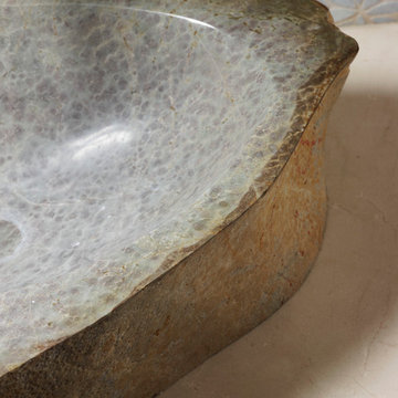Stone Vessel Sink Detail in Modern Sonoma Farmhouse