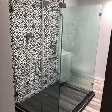 Straight wall shower stall
