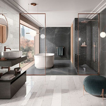 Stunning Bathroom Suite Space with Porcelain Tiles