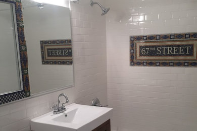 Subway Mosaic Shower Mosaic and Mirror