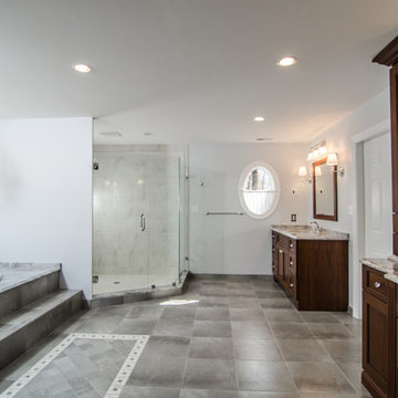 Super White Quartzite Master Bathroom