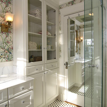 Tall Glass Linen Cabinet