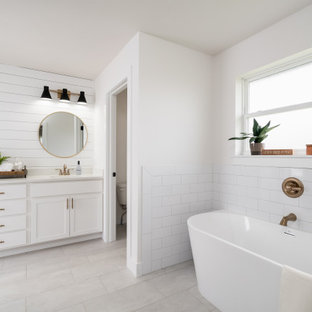 75 Beautiful Subway Tile Shiplap Wall Bathroom Pictures & Ideas ...