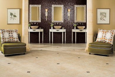 Imagen de cuarto de baño principal ecléctico con suelo de baldosas de porcelana