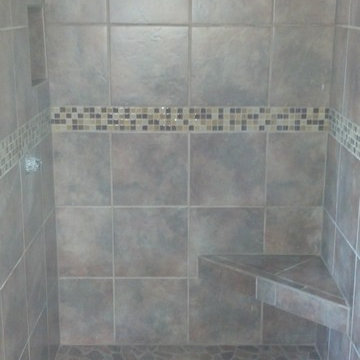 Tile, paint, trim, staircase, and design