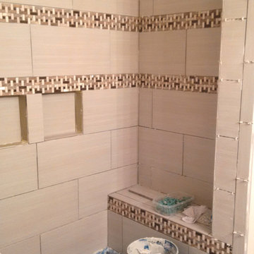 Tile shower in progress