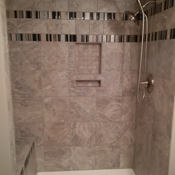 Tile shower with bench seating