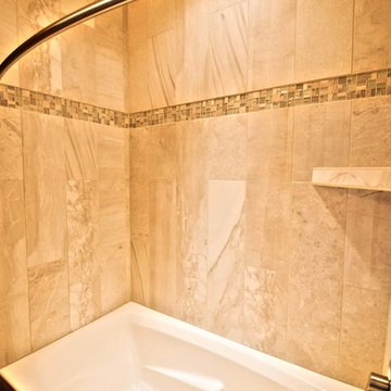 Tile Shower with built-in Shelf and Bathtub