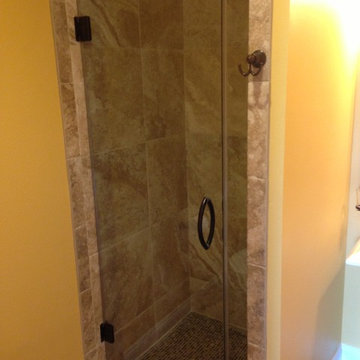 Tile Shower with Frameless Glass Shower Door