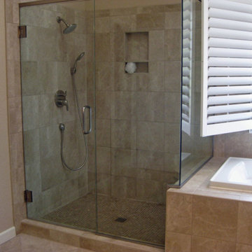 Tiled shower and tub combination