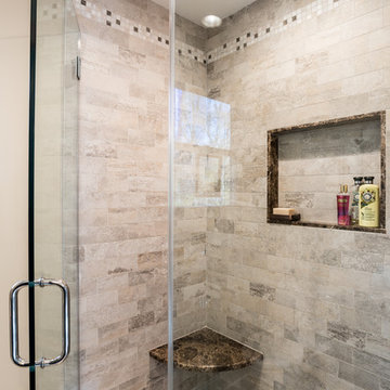 Tiled Shower with Corner Seat and Niche