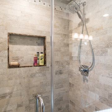 Tiled Shower with Corner Seat and Niche