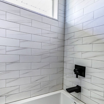 Tiled Shower with Matte Black Shower Trim